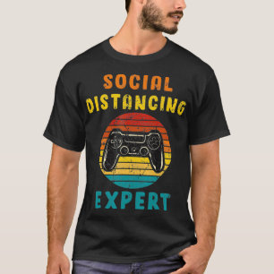 Camiseta Engraçado Distância Social Vintage Retro Gamer V