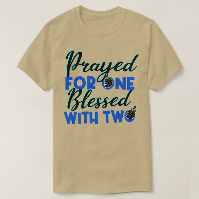 Camiseta Engraçado Dizer Abençoado Com Gêmeos Gravidez Bab  (Frente do Design)