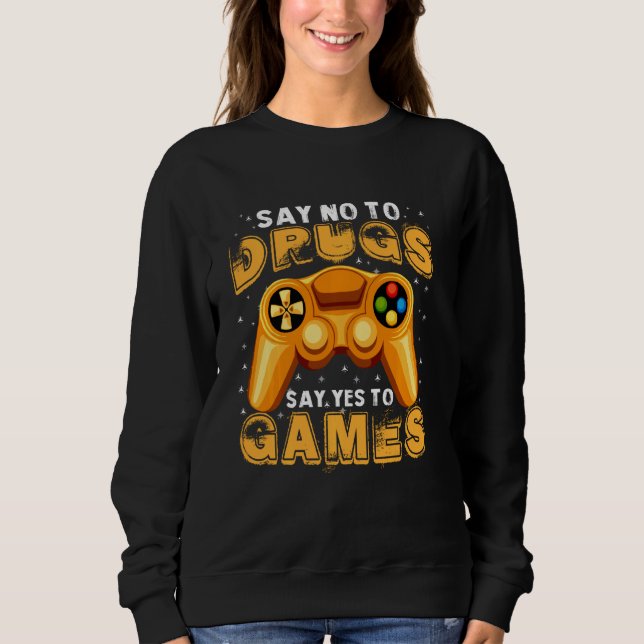 Camiseta Engraçado Dizer Não À Droga Diz Sim À Games Anti-D (Frente)