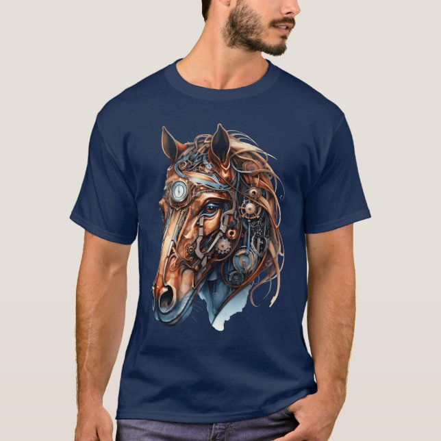 Camiseta Engraçado do Cavalo Negra (Frente)
