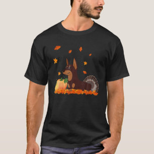 Camiseta Engraçado Doberman Turquia Figurume Ação de Gra
