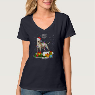 Camiseta Engraçado Dogo Argentino Cão Luzes de Natal Papais