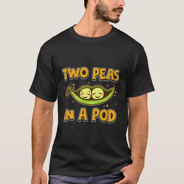 Camiseta Engraçado Dois Ervilhas Em Um Poço Comida Adorável (Frente)