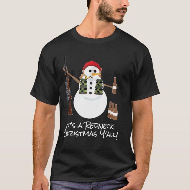 Camiseta Engraçado Dom-Ihe-Te Tee Snowman Cerveja-Rifle T-S (Frente)