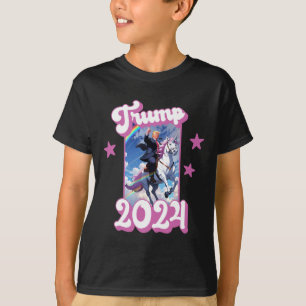 Camiseta Engraçado Donald Trump Andando De Um Unicórnio. Tr