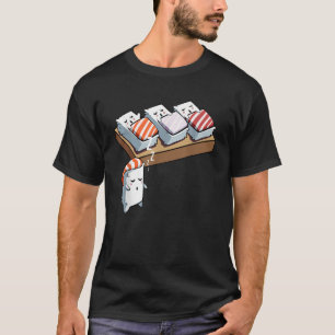 Camiseta Engraçado Dormir Andando Sushi Kawaii Japonês Tash