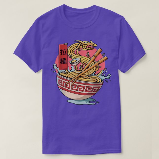 Camiseta Engraçado Dragão Kaiju Ramen Japão Comida de macar (Frente do Design)