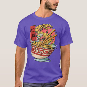 Camiseta Engraçado Dragão Kaiju Ramen Japão Comida de macar