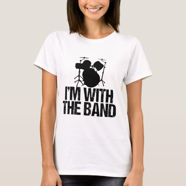 Camiseta Engraçado Drummer, estou com os Tambores de Banda (Frente)