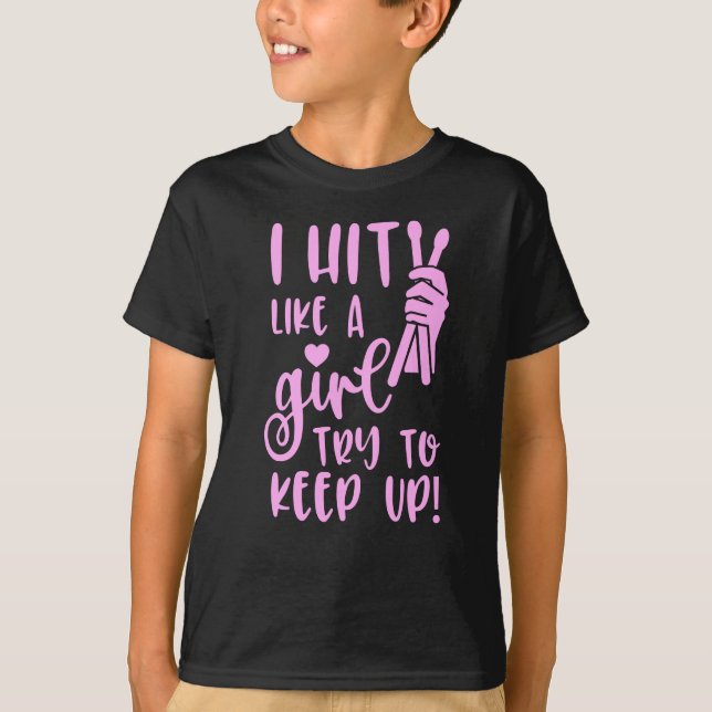 Camiseta Engraçado Drummer Girl (Frente)
