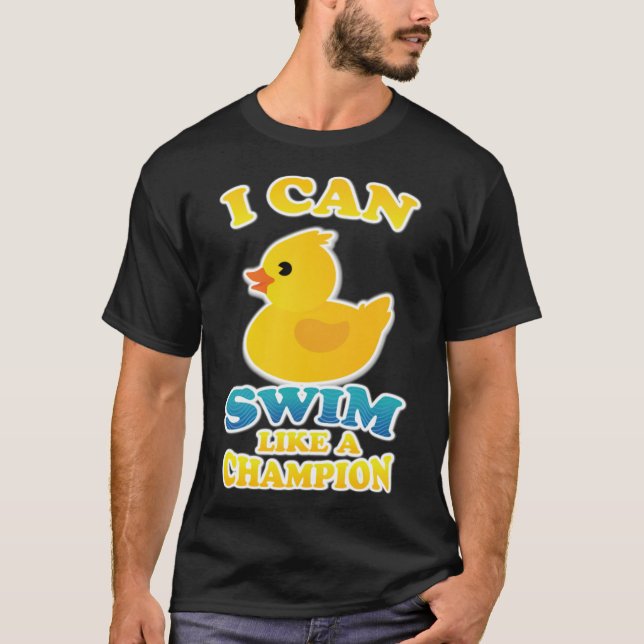 Camiseta Engraçado Duck Animal Champher Natação Verão labra (Frente)