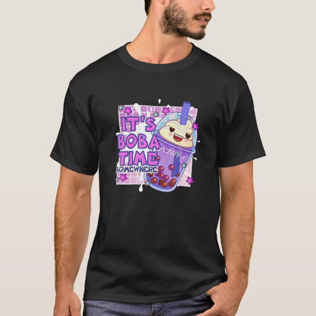Camiseta Engraçado é Boba Time Algures Tapioca Boba Tea Bu (Frente)