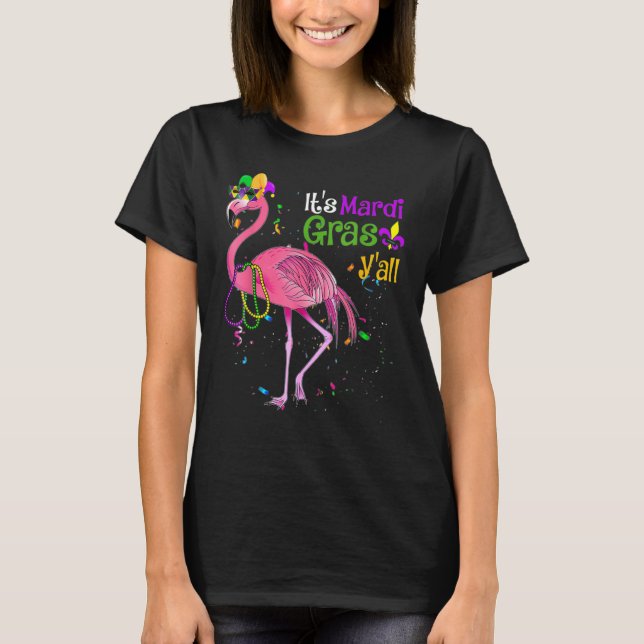 Camiseta Engraçado É Carnaval de Mardi Gras Y Flamingo Idea (Frente)