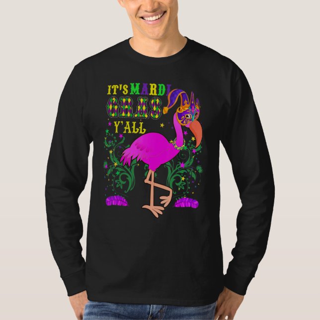 Camiseta Engraçado É Carnaval de Mardi Gras Y Flamingo Idea (Frente)