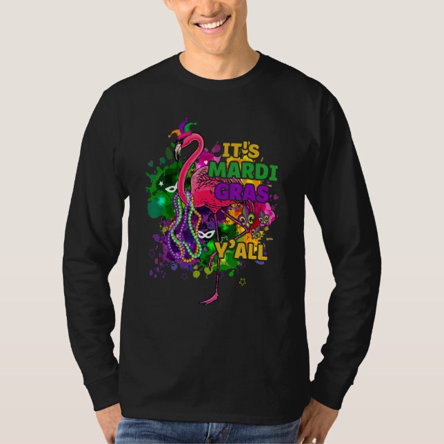 Camiseta Engraçado É Carnaval de Mardi Gras Y Flamingo Idea (Frente)