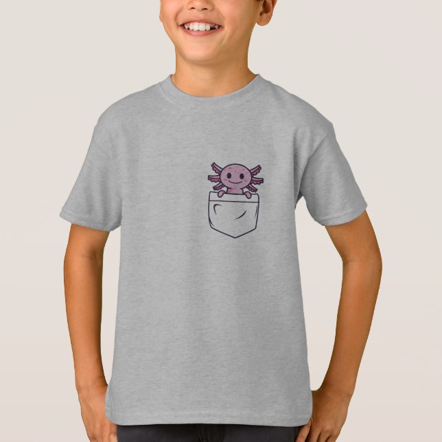 Camiseta Engraçado e Engraçado Axolotl no bolso (Frente)