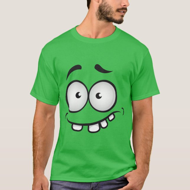 Camiseta Engraçado e feio face verde (Frente)
