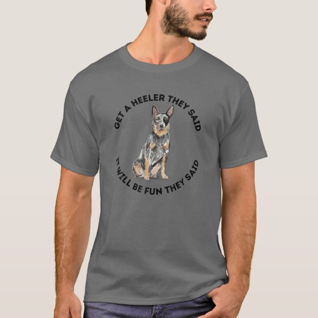 Camiseta Engraçado E Sarcástico Azul Heeler Herding Aussie  (Frente)