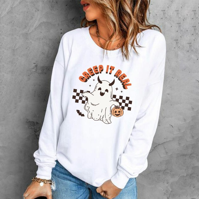 Camiseta Engraçado, é um fantasma assustador. (Funny Creep it Real spooky ghost Halloween Sweatshirt)