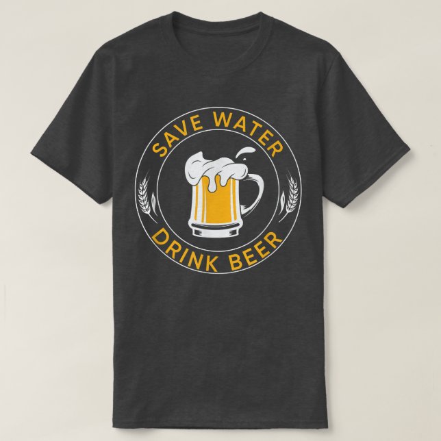 Camiseta Engraçado Economize Água Bebida  (Frente do Design)