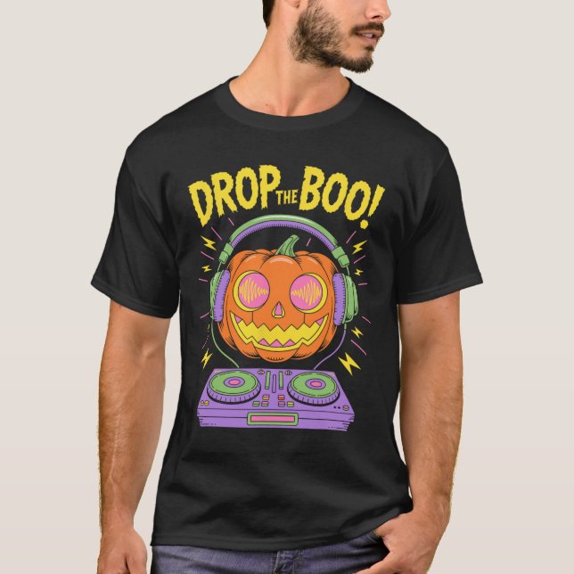 Camiseta Engraçado Edm Dj Halloween Pumpkin (Frente)