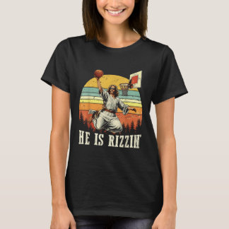 Camiseta Engraçado, Ele É Rizzy Jesus Jogando Cristo De Bas