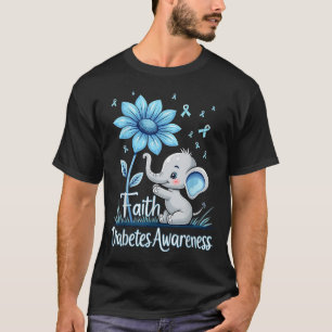 Camiseta Engraçado Elefante Sunflower Ribbon Diabetes Awa
