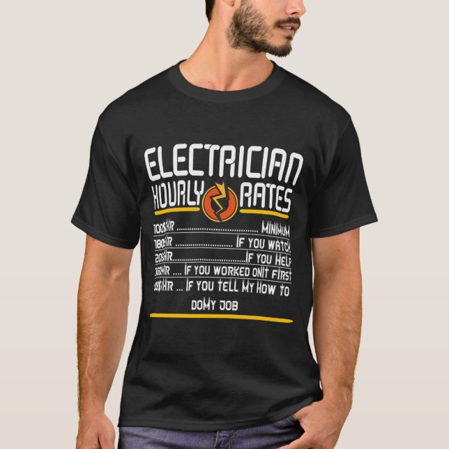 Camiseta Engraçado eletricista Lineman Diversão da Taxa Hor (Frente)