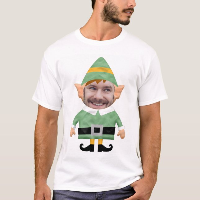 Camiseta Engraçado elfo adiciona foto personalizada modelo  (Frente)