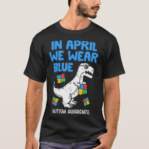 Camiseta Engraçado, em abril Vestimos a Blue Dinossaur Hol