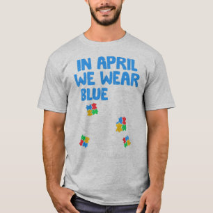 Camiseta Engraçado, em abril Vestimos a Blue Dinossaur Hol
