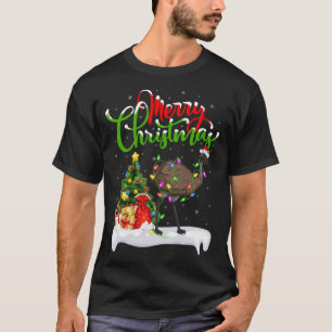 Camiseta Engraçado Emu Bird Lover Xmas Iluminação Emu Natal