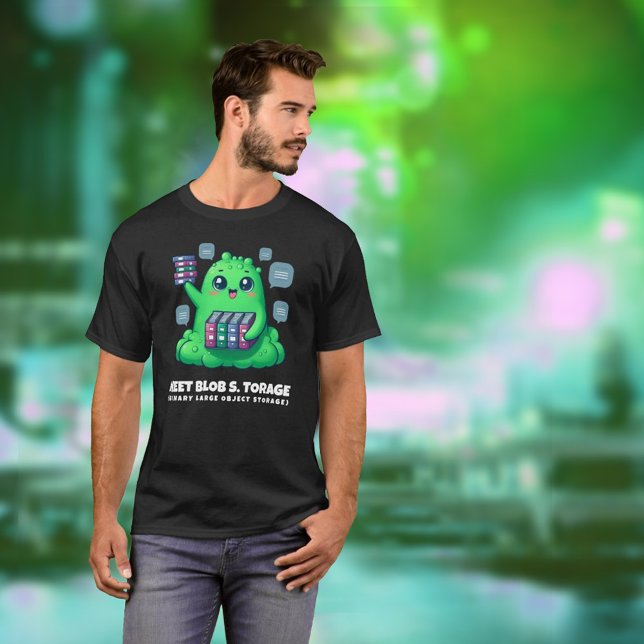 Camiseta Engraçado Encontrar Blob S. Torage (Funny Meet Blob S. Torage T-Shirt Green Glow Urban Street Cover Photo)