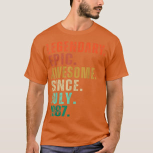 Camiseta Engraçado Engraçado De 35 Anos Desde Julho De 1987
