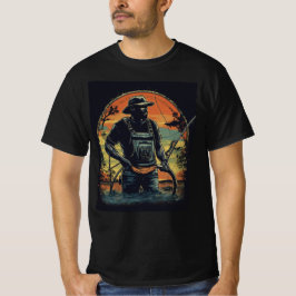Camiseta Engraçado Engraçado De Pesca - Preto Afastado