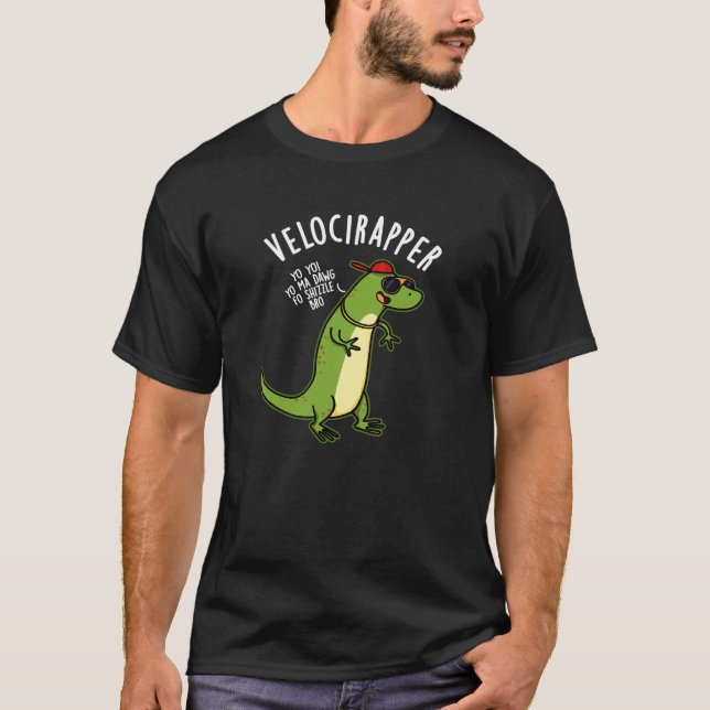 Camiseta Engraçado Engraçado Dinossauro Pun Dark BG (Frente)