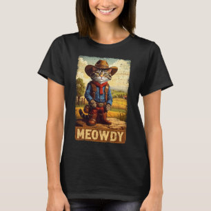 Camiseta Engraçado Engraçado, Gato-De-gato Vintage Cowboy C