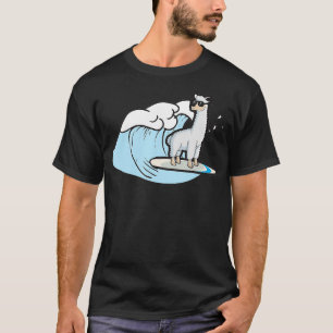 Camiseta Engraçado Engraçado Llama Surfing Alpaca Anima