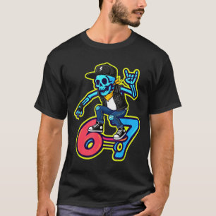 Camiseta Engraçado Esqueleto Patinador Meme Retro Patinação