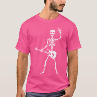 Camiseta Engraçado Esqueleto Tocando Violão Elétrico Cl