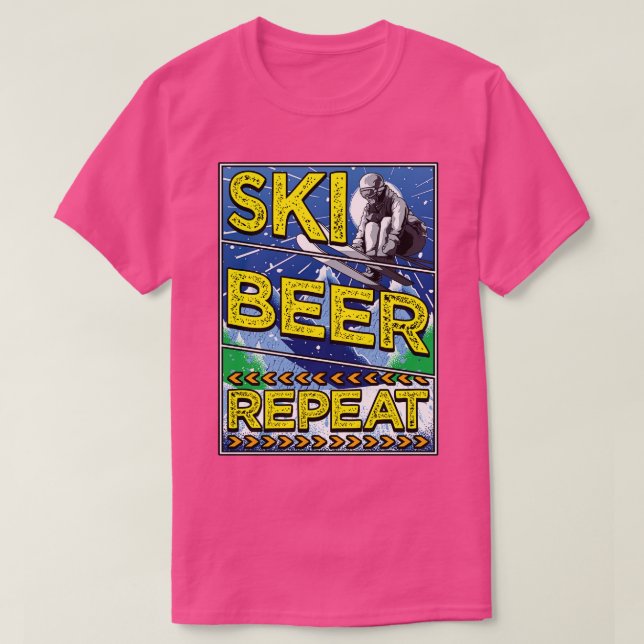 Camiseta Engraçado esqui cerveja repetindo esqui Bebendos e (Frente do Design)
