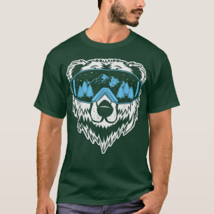 Camiseta Engraçado Esqui Pulando Esportes De Inverno Bear S