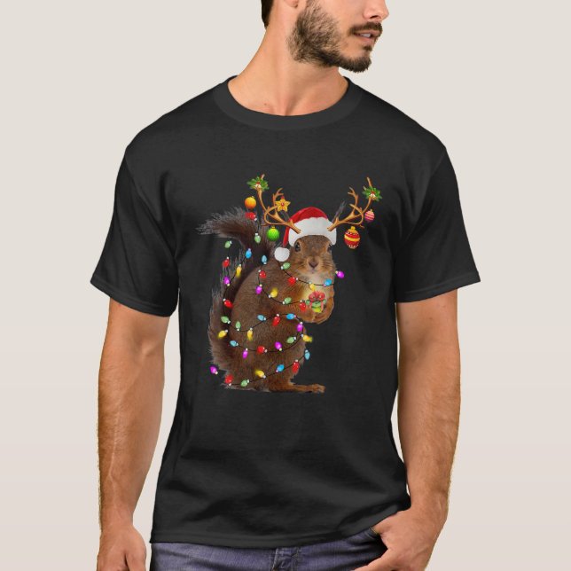 Camiseta Engraçado Esquilo das Revistas de Natal (Frente)