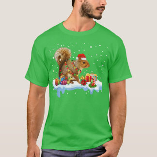 Camiseta Engraçado Esquilo Decoração de Natal Santa Hat Xma
