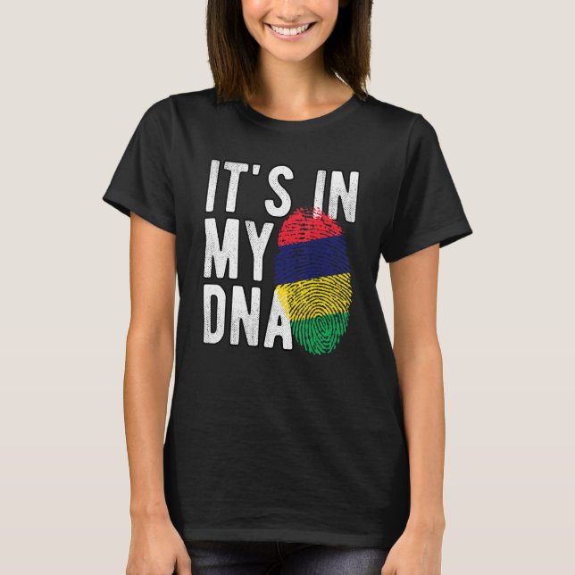 Camiseta Engraçado, está no meu DNA, a bandeira Maurícia, F (Frente)