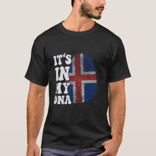 Camiseta Engraçado está no meu DNA, bandeira da Islândia, I
