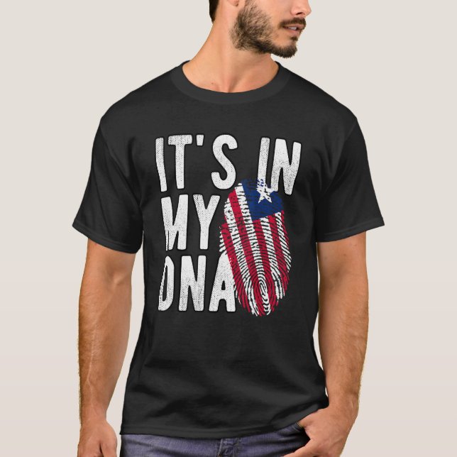 Camiseta Engraçado, está no meu DNA, bandeira da Libéria Im (Frente)