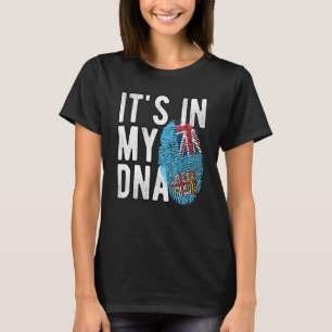 Camiseta Engraçado está no meu DNA Fiji flag Fingerprint