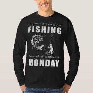 Camiseta Engraçado Estado de Pesca Mente Tee Atraso