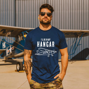 Camiseta Engraçado 'Estarei no meu hangar' Piloto de Avião